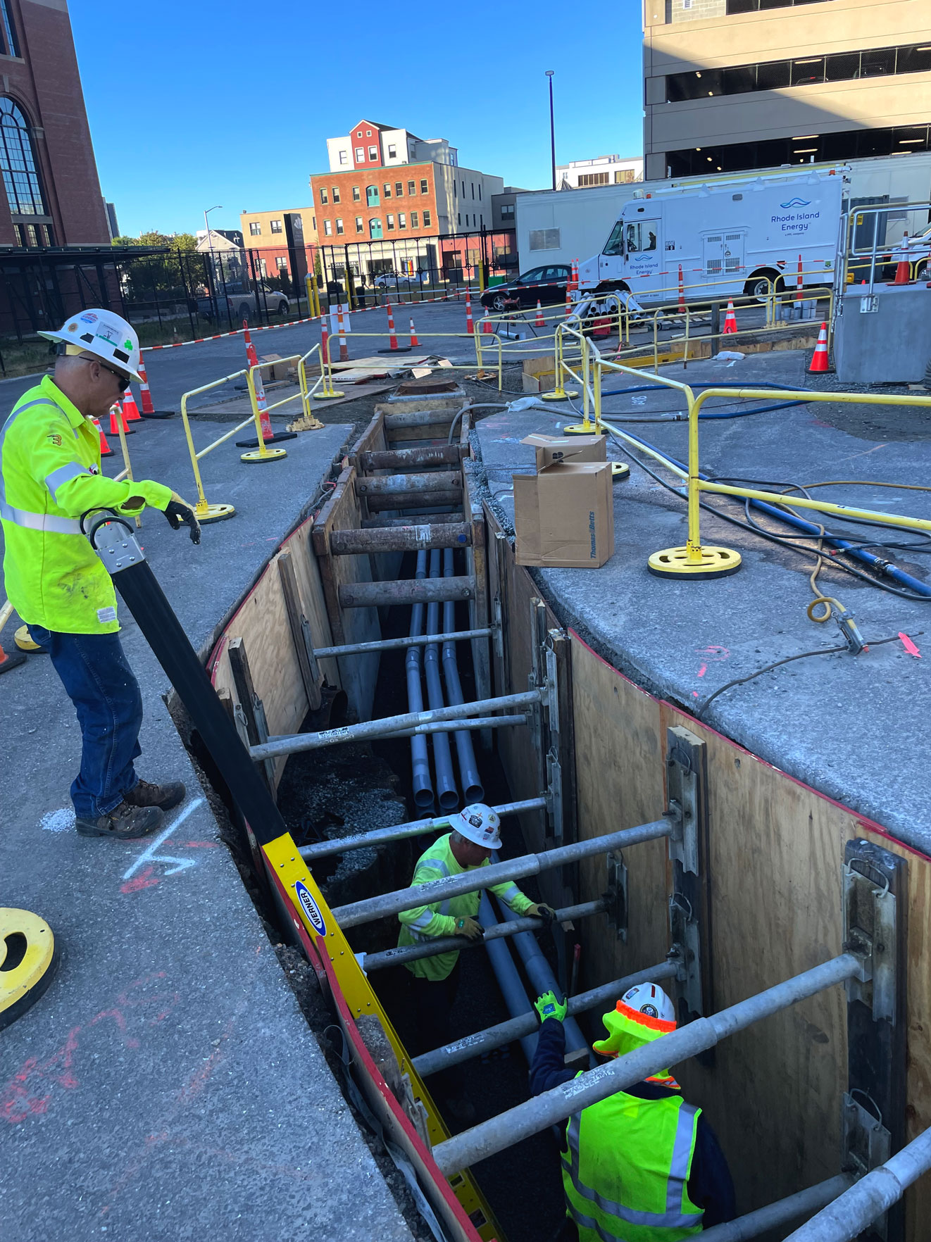 United Civil field crew monitoring an active excavation site as part of the Good Catch safety program