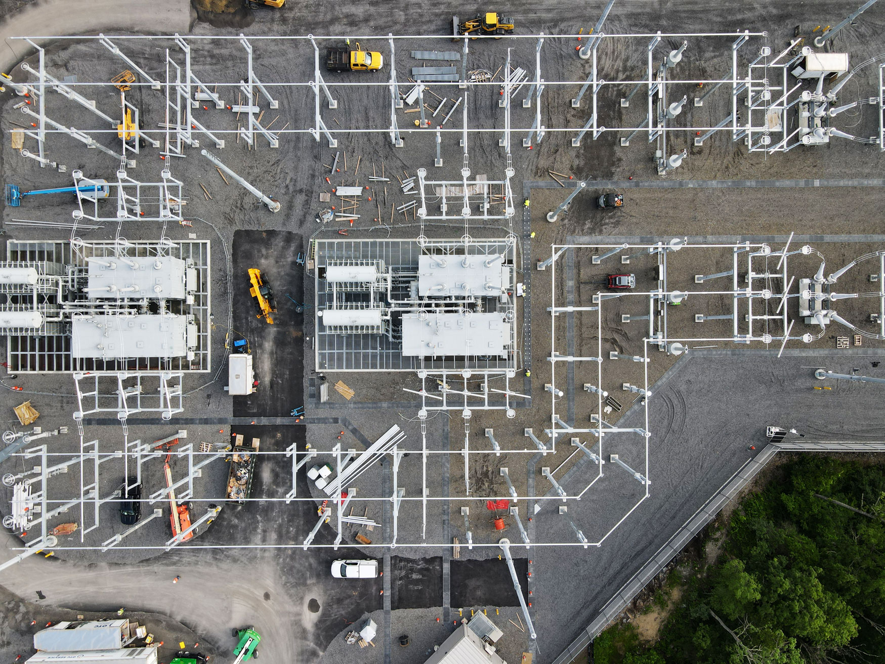 Aerial view of an energy facility under construction managed by United Civil utility civil contractor